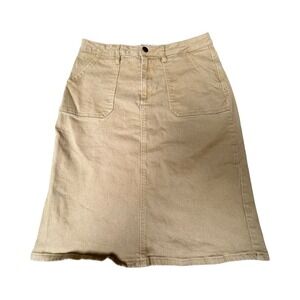 The Main Street Exchange Skirt Womens 8 Tan Denim Mini A-Line‎ Utility Pockets